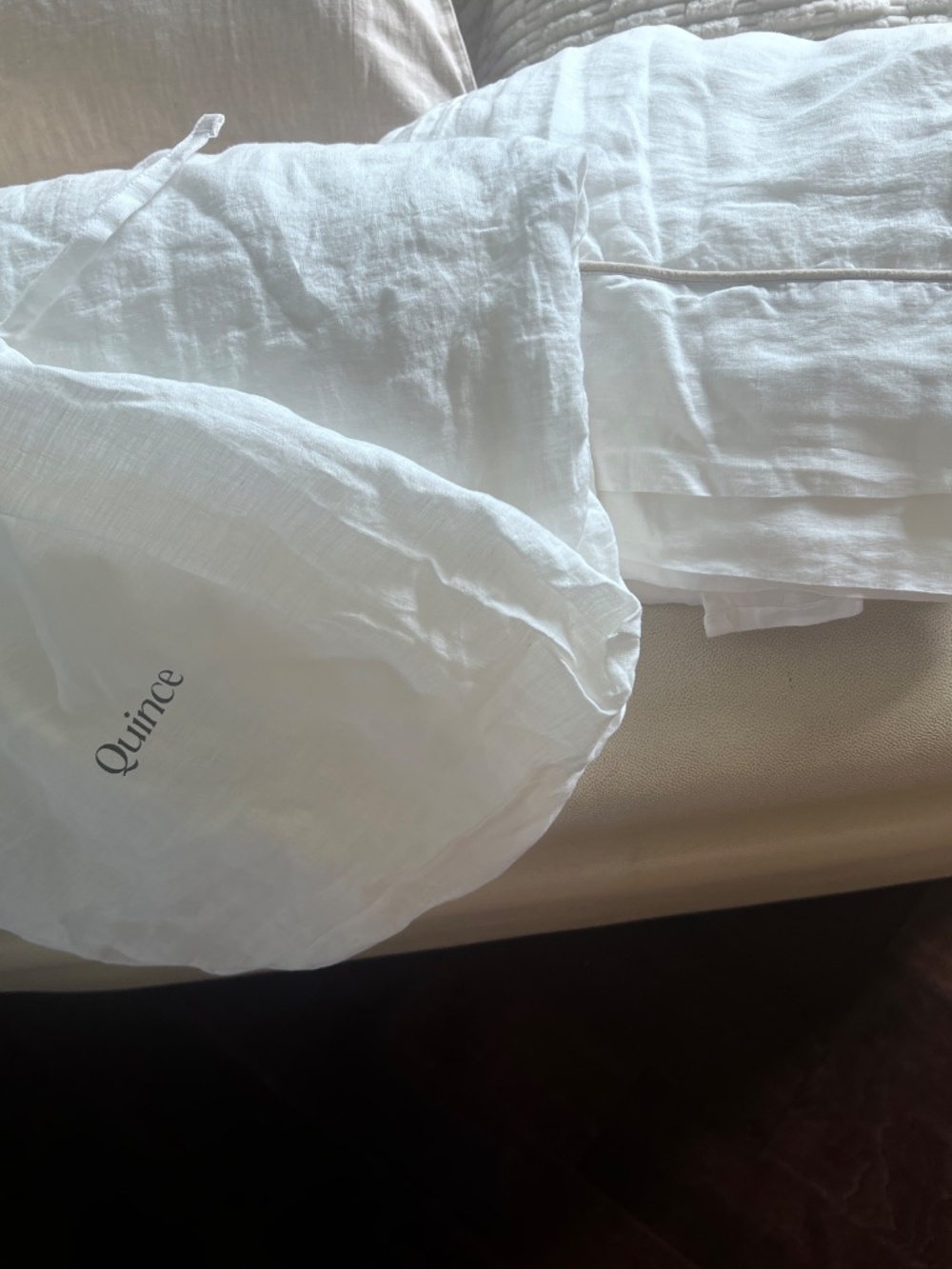European Linen Full Size Piped Sheet Set flat / fitted sheets no pillowcases - Picture 5 of 6